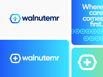 walnutemr-medical software company identity brand design brand identity branding design logo medical minimal modern logo saas logo software logo walnut