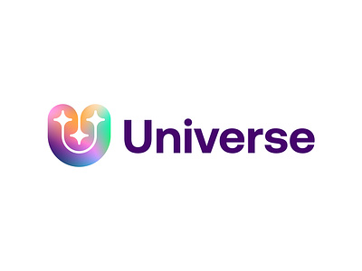 Universe logo (updated version) ( for sale ) big bang branding connection cosmic cosmos galaxy gradient icon letter logo negative space planet smart space star type u universe web3