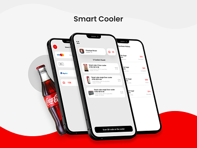 Smart Cooler iOS App ai clean coca cola coke cooler creative design designer freelance ios iot kalarmoon minimal mobile app smart smart cooler wireframe
