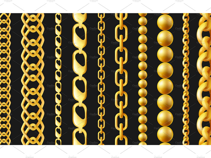 Realistic gold chain set isolated on by Sabelskaya Alexsandra on Dribbble