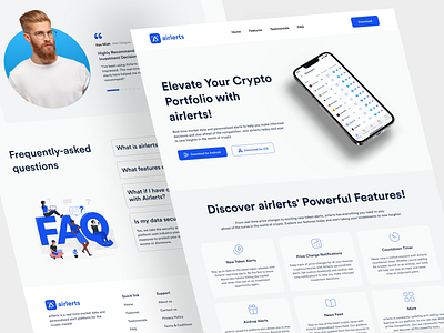 "airlerts" App Landing page design app landing page clean design design graphic design home page homepage landing landing page minimal design mobile app landing page nft nft tracker app landing page nft tracker landing page trending ui ui design web web design webdesign website