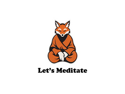 Fox meditating in monk clothes branding design fox graphic design illustration logo mascot logo meditation vector