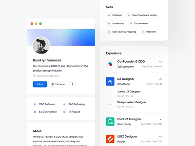 Work Profile - Responsive cards design education experiences job light light mode linkedin mobile profile responsive simple skills ui ui design uiux web webapp work