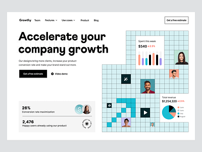 Startup company growth - SaaS webpage agency analytics company data design enterprise growth landing page management saas startup studio uxui web webflow webpage website