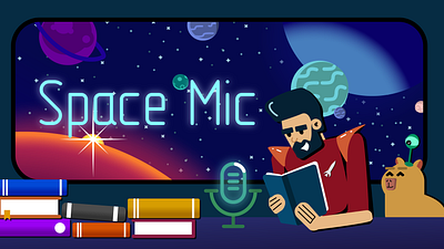 'Space Mic' book podcast branding design graphic design ill illustration logo motion graphics typography vector
