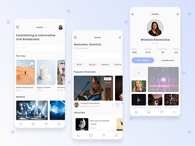 Live Streaming Mobile App | Mobile App UI Design app design app development live app live streaming app mobile application streaming app twitch twitch redesign ui