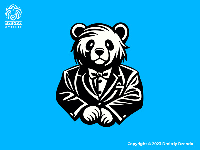 Panda Gentleman Logo animal bear branding elegant panda gentleman logo logotype panda