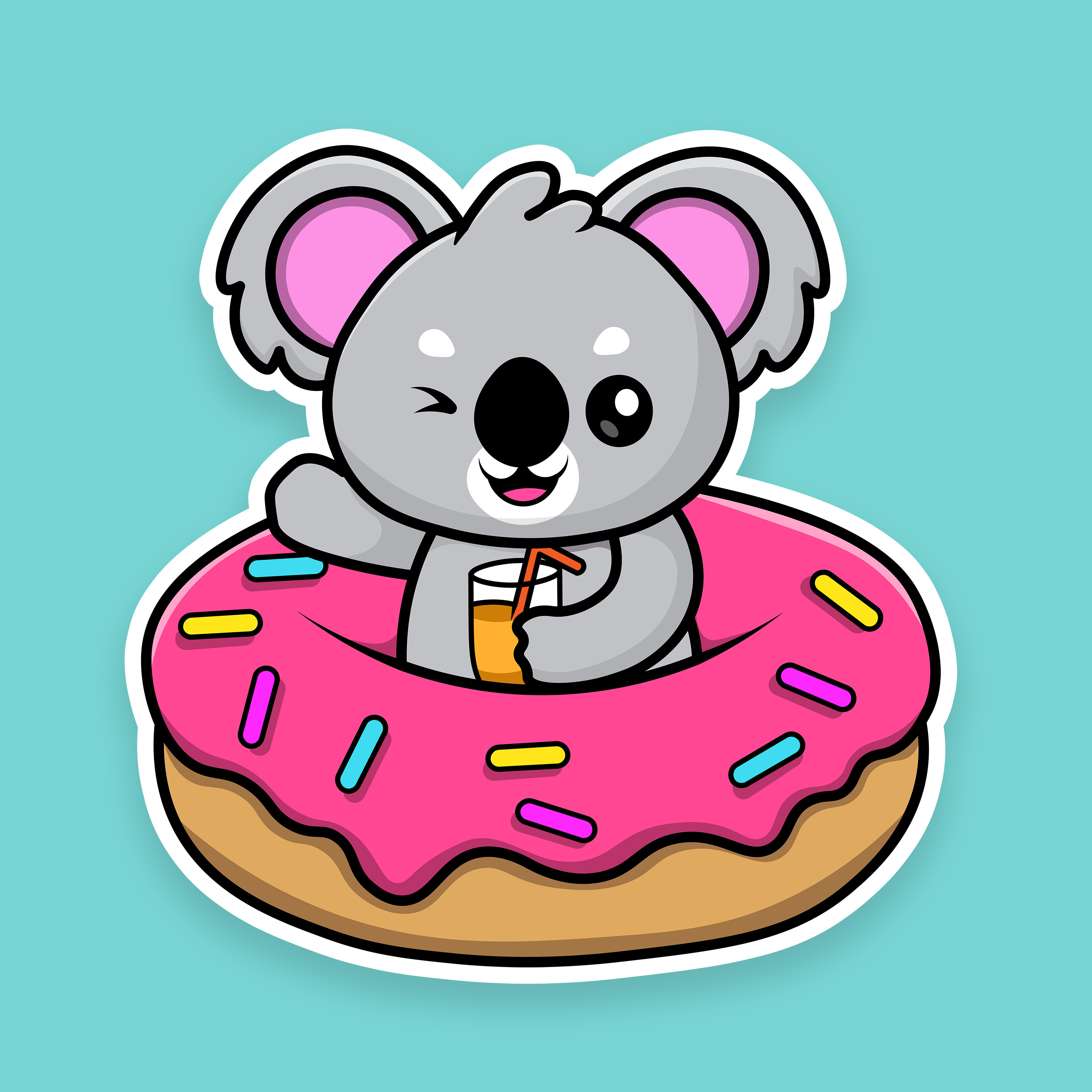 Cute Kawaii Sticker - Koala animal cartoon character cute cute animal cute sticker cute vector illustration kawaii sticker vector