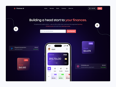 AI Banking Website ai bank banking card credit dark finance financial app financial website mobile money saas transaction ui ux wallet web design website