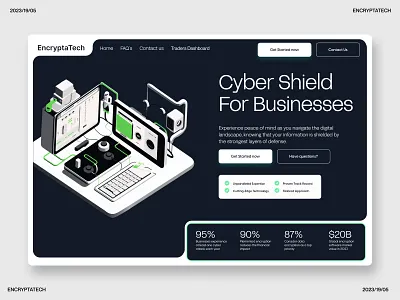 UI website design for Encryption Company 3d branding creative design design figma flat graphic design hero section illustration landing page logo minimal typography ui ui design ux vector web webdesign website