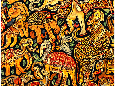 Indian folk art art digital art folk art graphic design painting