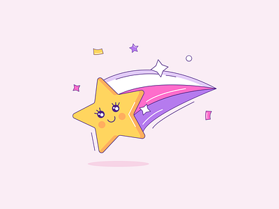 Shooting Star 🌟 ⭐️ 💫 💜 artwork colorful colors cute drawings happy illustration illustration art magic magical rainbow star stars vector