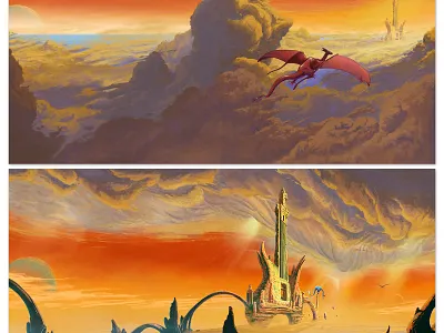 Mammatus clouds dean dragon guitar mammatus moebius planet sci fi sky vynil world