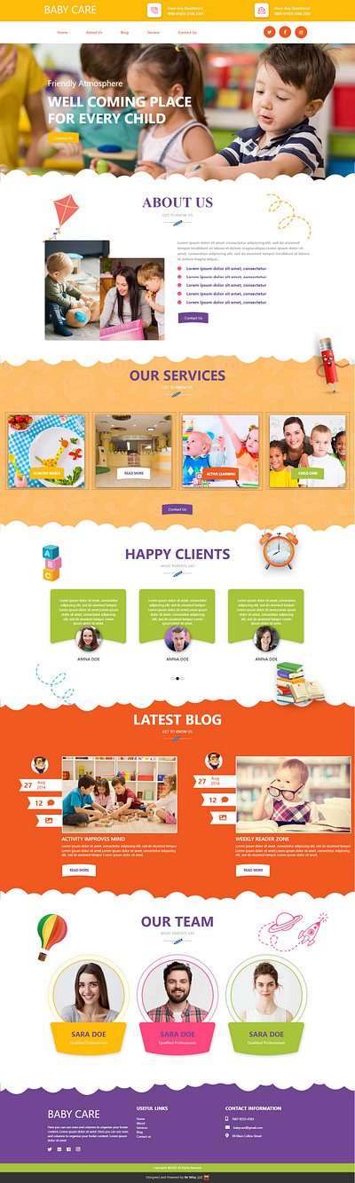 Baby care branding graphic design typography vector website