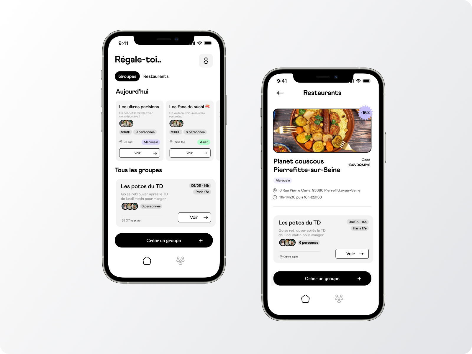 Example of Food startup app design