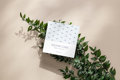 Free Square Card on a Plant Mockup branding card card mockup free download free mockup free psd free psd mockup free template freebie mockup mockup design mockup download swuare card