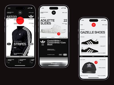 Adidas® Sportswear - Mobile App Concept adaptive adidas air jordan app clean clothing design e-commerce ios mobile nike running product shoes shopify shopping ui ux