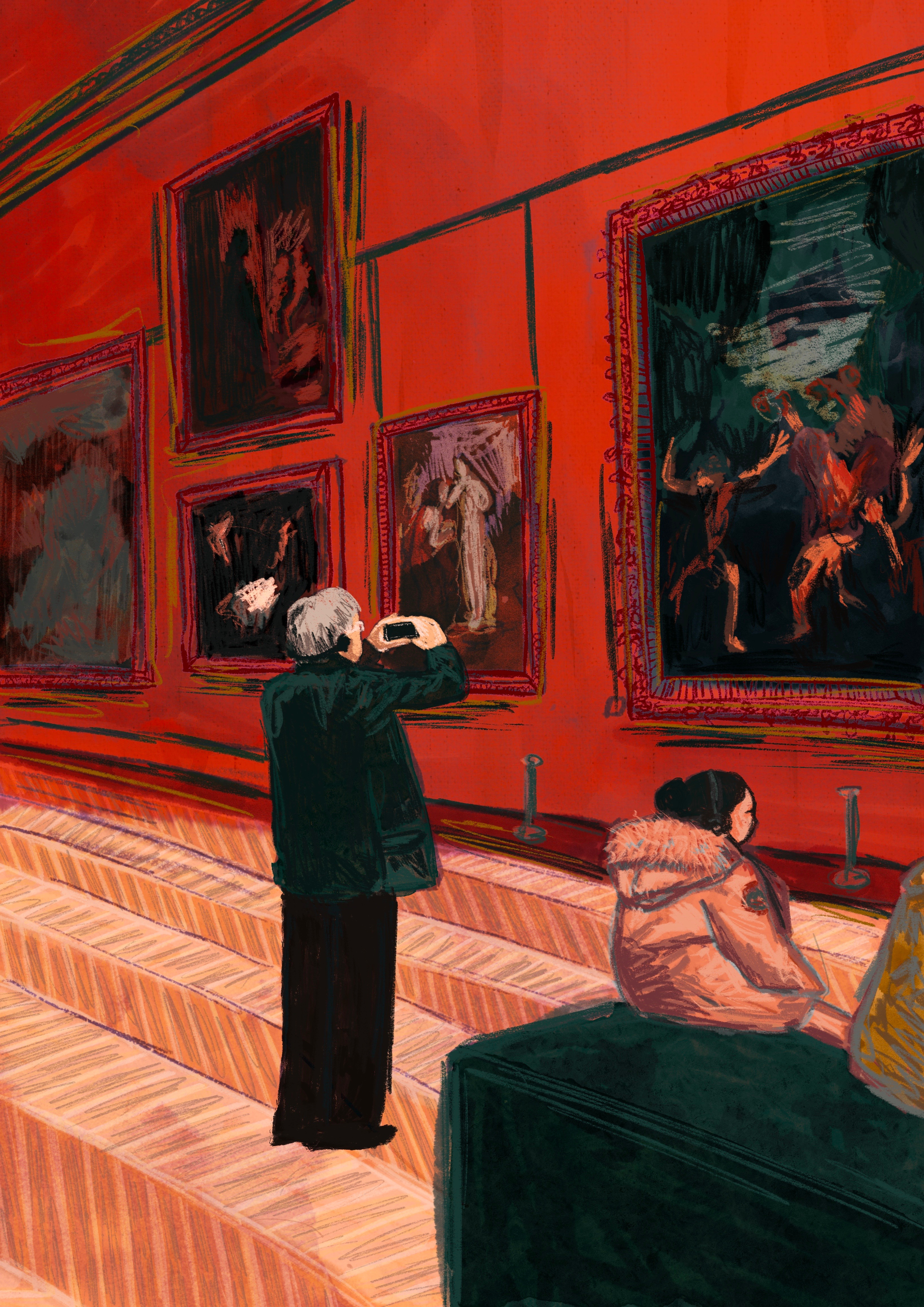 The Louvre 2d artwork character illustration procreate sketch texture the louvre