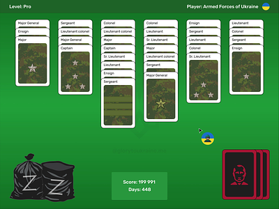 200000+ utilized russian occupants animation card game cards game nowar solitaire soliter ukraine