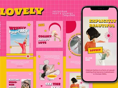 Groovy Instagram Template - Lovely branding instagram instagram banner instagram post instagram post template instagram posts instagram posts template instagram stories instagram stories template instagram story instagram story template instagram template instagram templates social media social media banner social media templates socialmedia ui