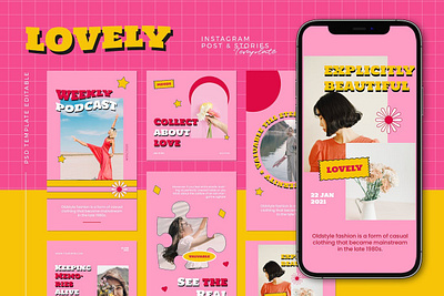 Groovy Instagram Template - Lovely branding instagram instagram banner instagram post instagram post template instagram posts instagram posts template instagram stories instagram stories template instagram story instagram story template instagram template instagram templates social media social media banner social media templates socialmedia ui