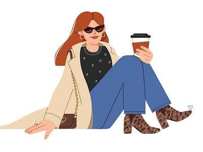 Oh, those python boots! 🐍 boots character characterillustration coffee fancy fashion feminism flat ginger girl illo illustration individuality procreate proud python red hair spring support vibe