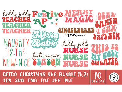 Retro Christmas SVG Bundle, Volume 2 christmas clipart christmas funny svg christmas sweatshirt svg christmas t shirt design cute christmas svg design graphic design graphic tees holiday t shirt design merch design merry christmas retro christmas svg retro font retro groovy font santa svg t shirt designer tshirt design typography tshirt design whimsical christmas svg