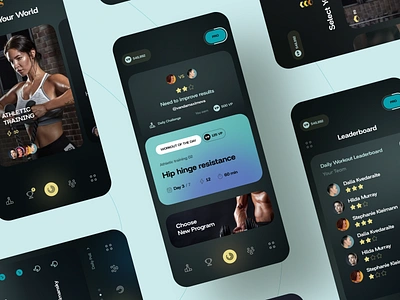 Fitness Training App app athletic design fitness interface leaderboard mobile sport training ui ux
