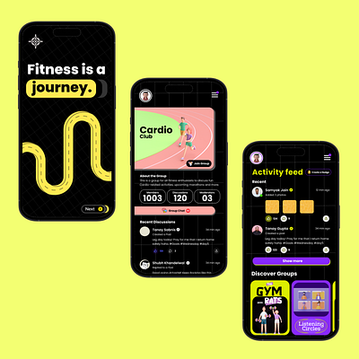 Fitness Community App | Strivio app community design fitness gym typography ui ux