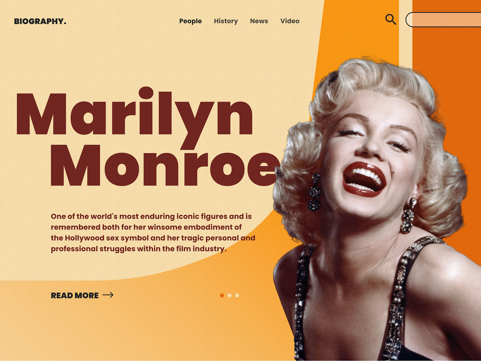 Marilyn Monroe, Michael Jackson, Charlie Chaplin landing page by