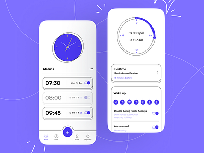 Bedtime alarm alarm android app contrast futuristic hand drawn hybrid inspiration interface ios minimal mobile mobile app mobileuiux sleep stopwatch ui uiux ux white