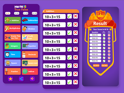 MATH LEARNING ( FOR KIDS ) graphic design ui