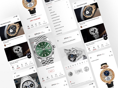 Branded Watches App app brand branding collection design ecommerce graphic design information logo online shop typography ui ux watch