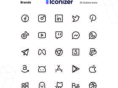 🌟 25 Brand & Social Media Icons branding design graphic design icons illustration logo typography ui ux vector