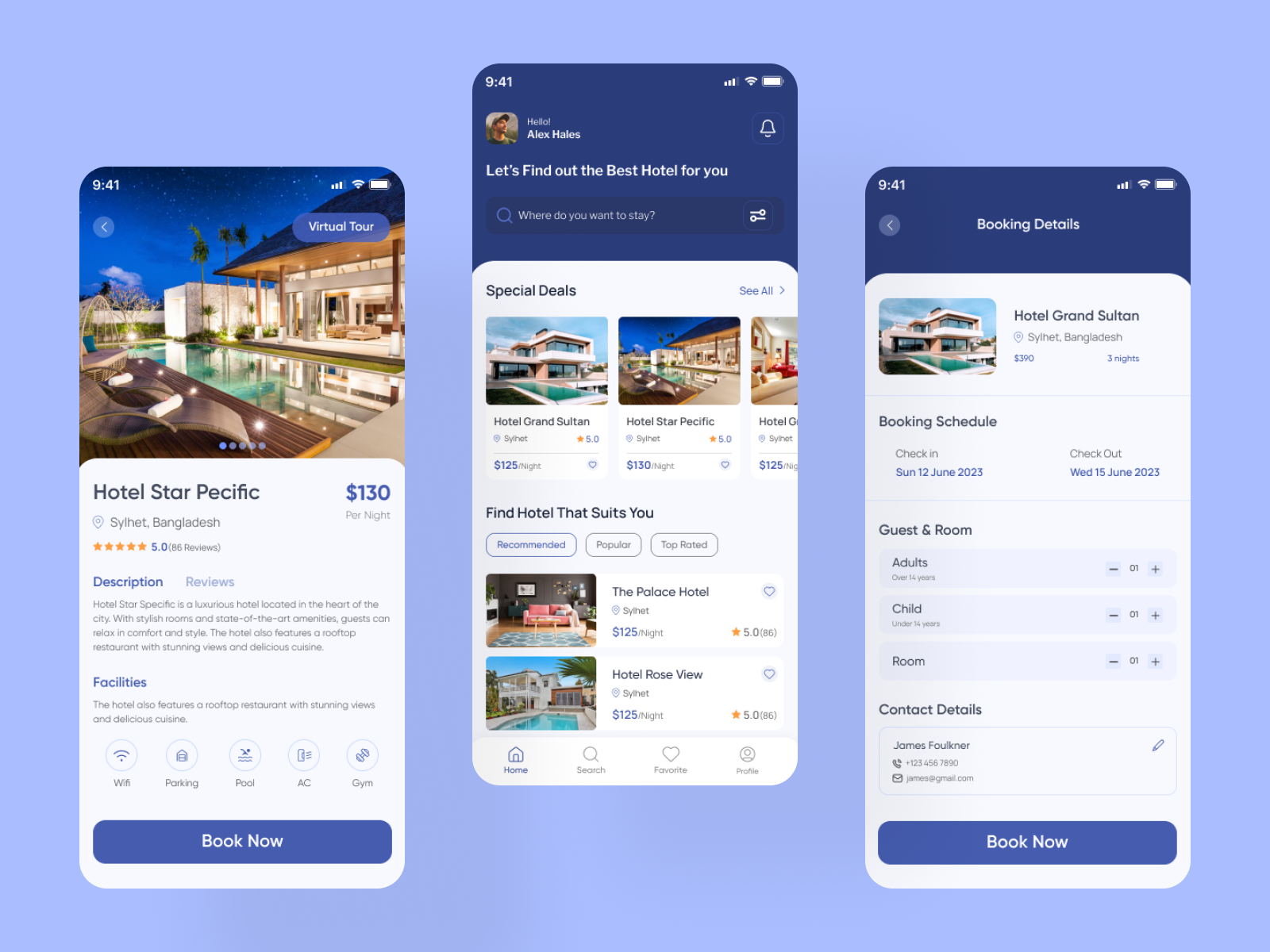 Hotel Booking App UI design by Sujon Ahmed on Dribbble