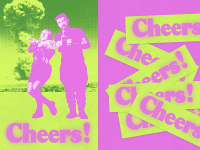 Cheers! collage design graphicdesign green halftone illustrator photoshop pink poster postercollage posterdesign texture