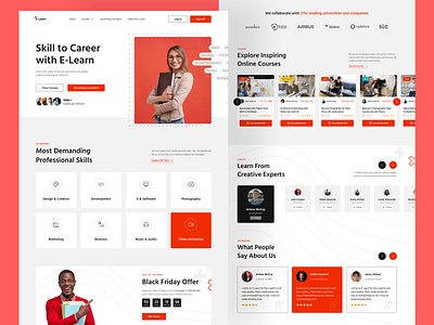 E-Learning Website Design class clean course e learning education figma homepage landing page mdrimel minimal online online course online education online tutoring study ui ui design ui ux design web website