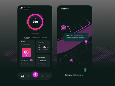 Ui design app dark mode design locationapp ui