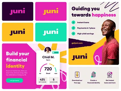 Juni brand book brand design brand designer brand identity branding colorful design finance fintech icon illustration logo modern typography ui web design website