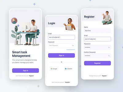 Daily UI #01 - Sign up Screen 3d app design illustration mobileapp onboarding sign up ui signup screen task management ui vector