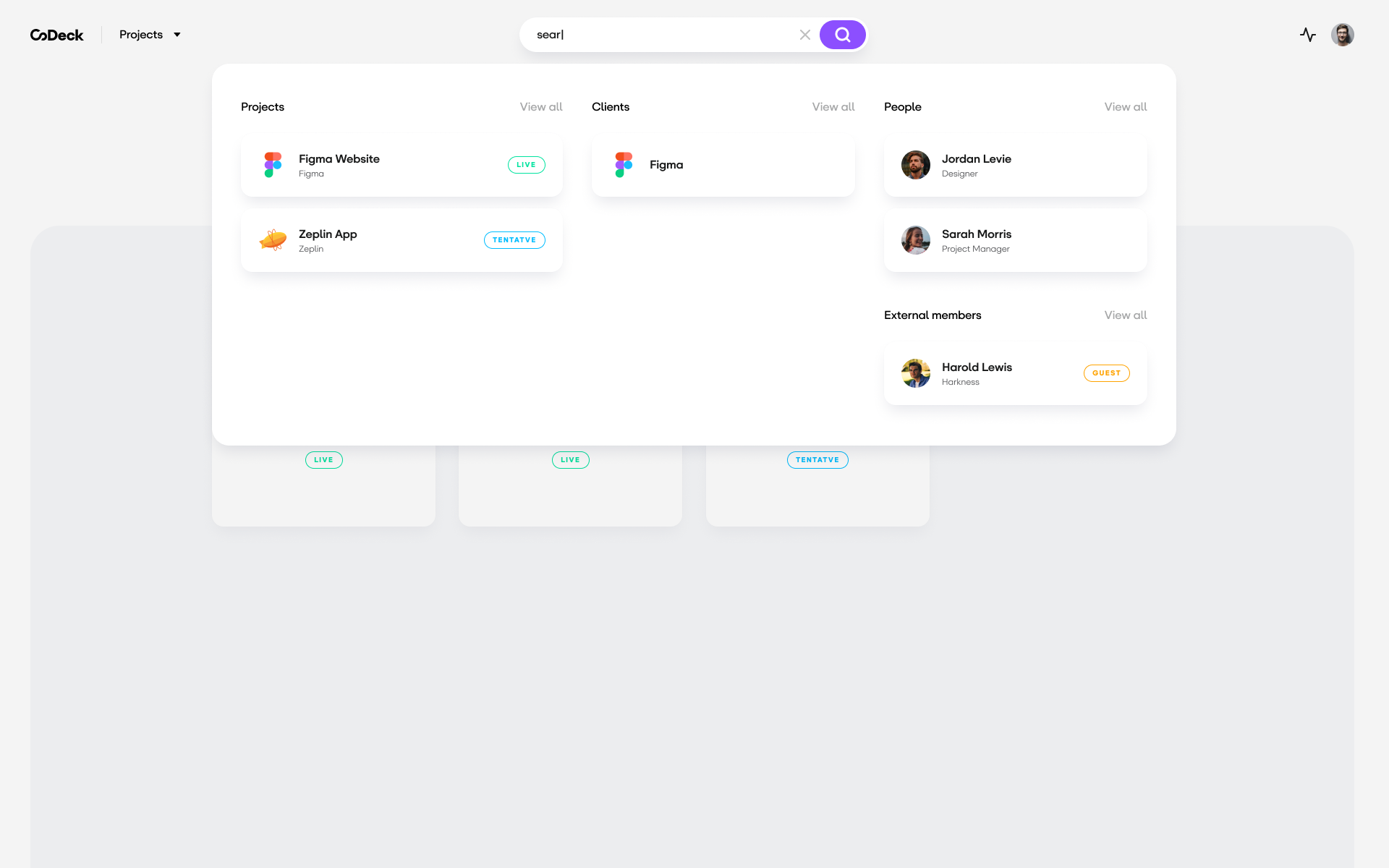 CoDeck Search search ui web