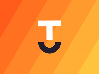 Smiling T branding letter lettering logo mark orange smile stripes t type