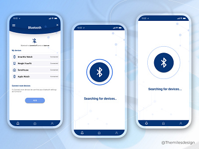 🩺 Oncorelief | Medical App | Bluetooth animation animation app blue bluetooth branding connect dark blue doctor health health care medical medicine mobile app mood board oncorelief searching ui ux