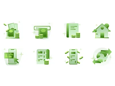 Icon set - Fintech & banking banking cash figma fintech icon icondesign iconset illustration illustrator loans mobilebanking money receipt