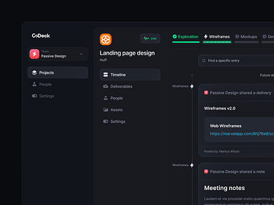 CoDeck Project View - Dark Mode dark dark mode project ui web