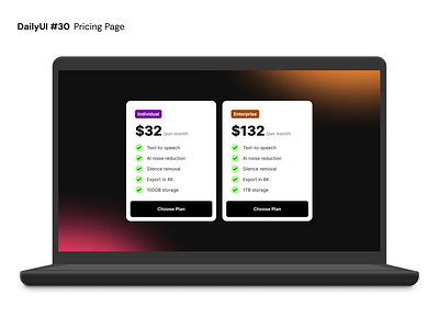 DailyUI #30 - Pricing Page dailyui design interface design pricing pricing page typography ui uiux