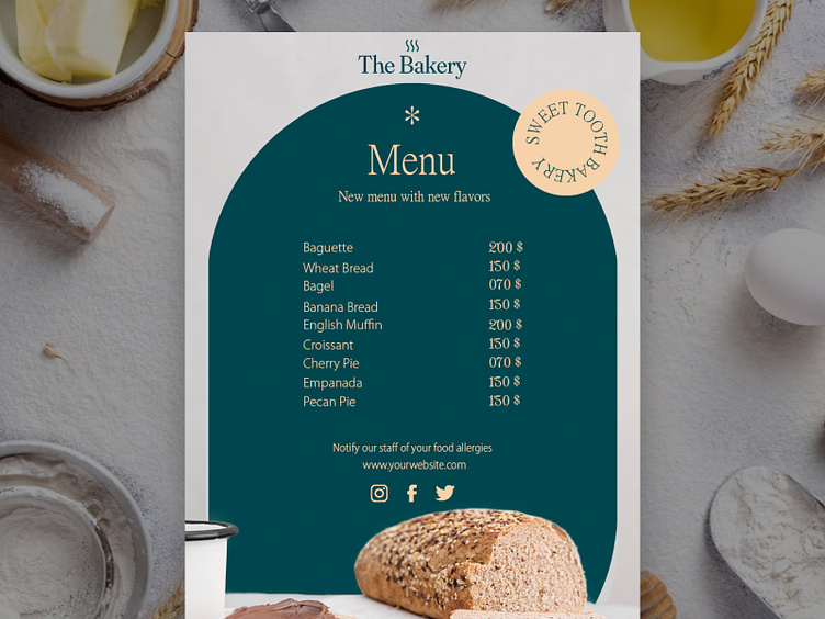 Sweet Bakery Menu Board Displaying Bread and Pastries by Crafty Art