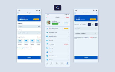 Cubvest Banking App - Redesign banking cubevest cubvest design finance fintech fintech app investment mobile app mobile banking user profile