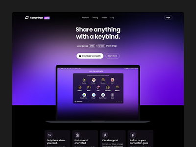 Spacedrop Landing Page branding landing web