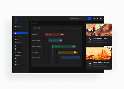 Dashboard Calendar Dark Version 3d branding calendar clayde dark dark app dashboard design graphic design graphs illustraion logo motion graphics ui ui design uiux ux design web app